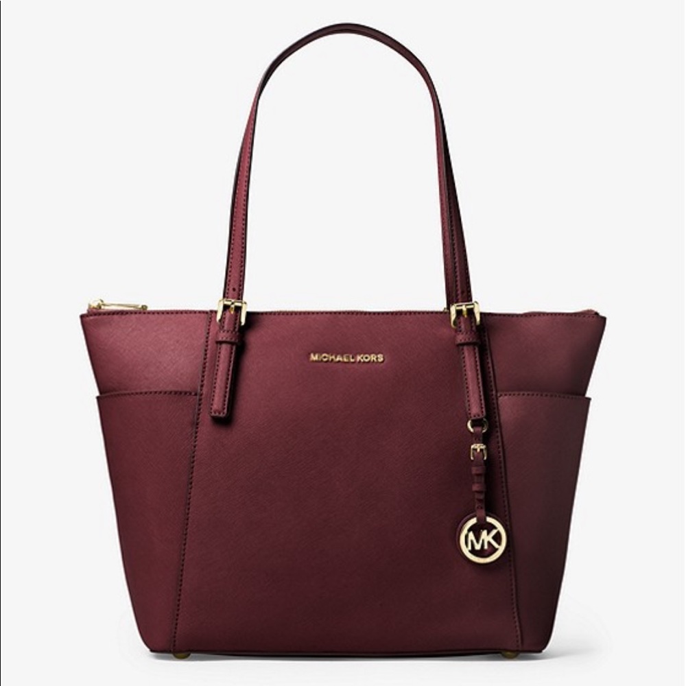 Michael Kors Large Saffiano Leather Tote (Oxblood)